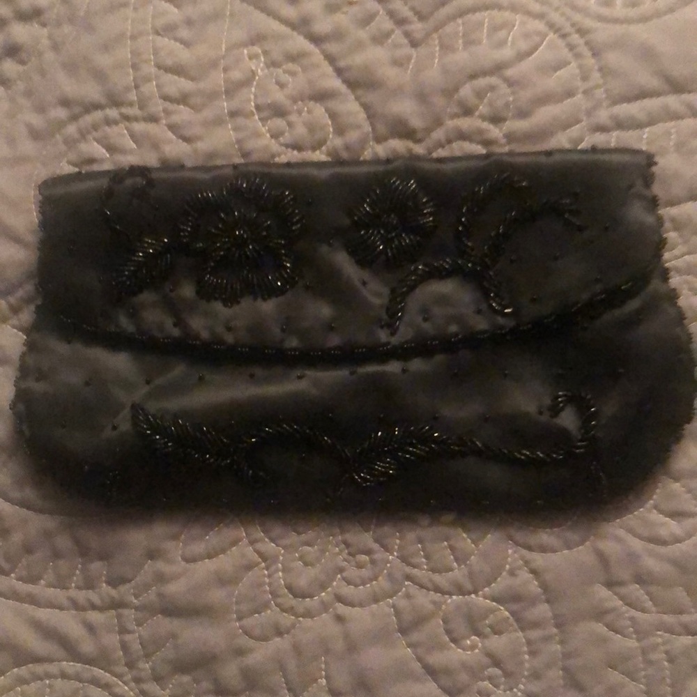 Black beaded evening clutch